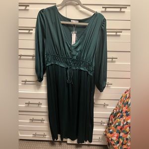 Baltic Born Gabriella Green Satin Midi Dress